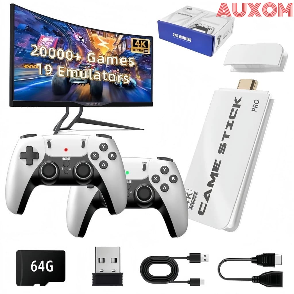 Vídeo Game Stick M15 Pro 2025 4K HDMI 64GB com 2 Controles Sem Fio +20mil Jogos