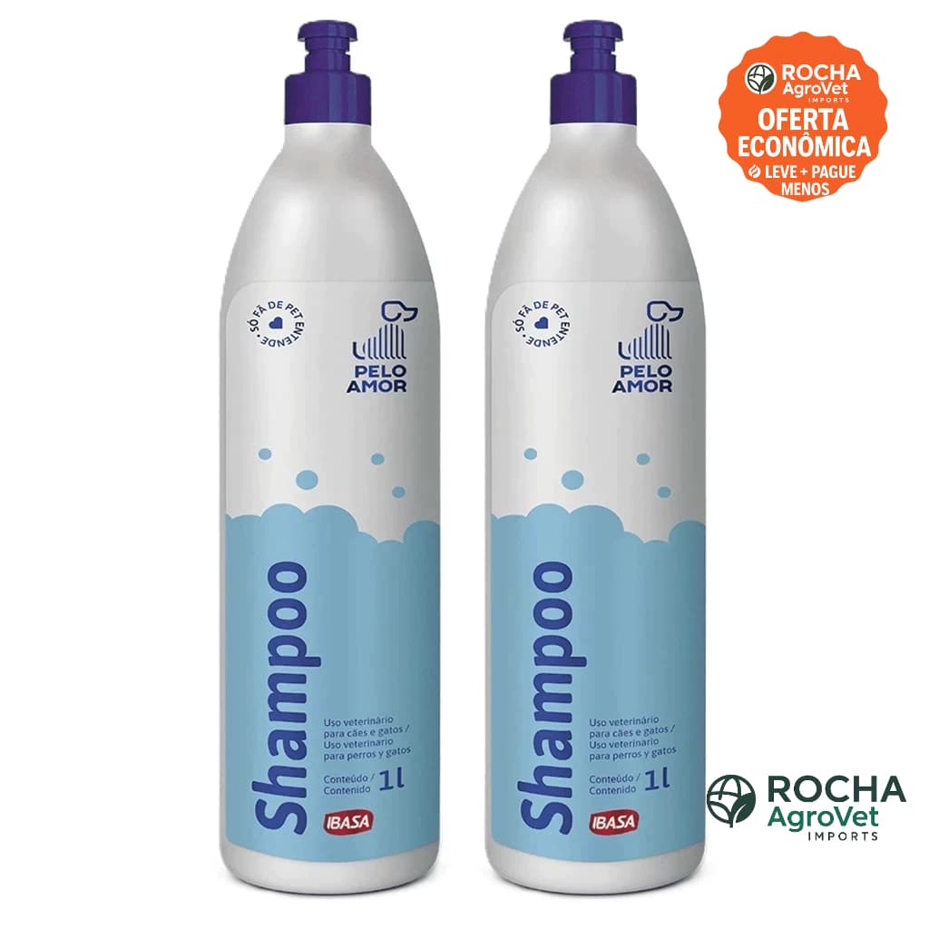 Kit 2 Shampoo Pelo Amor Para Cães e Gatos 1 Litro IBASA