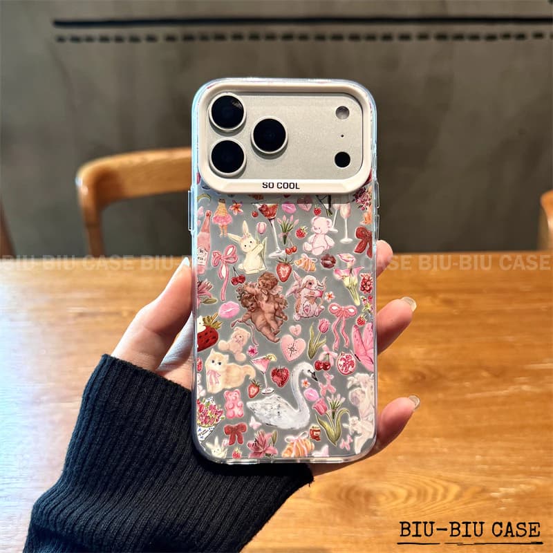 Capinha capa de Capa de Celular Laco Fofo para iPhone 17 11 12 13 15 14 16 Pro Max Xr Xs Max 7+ 8 PLUS Capa TPU choque