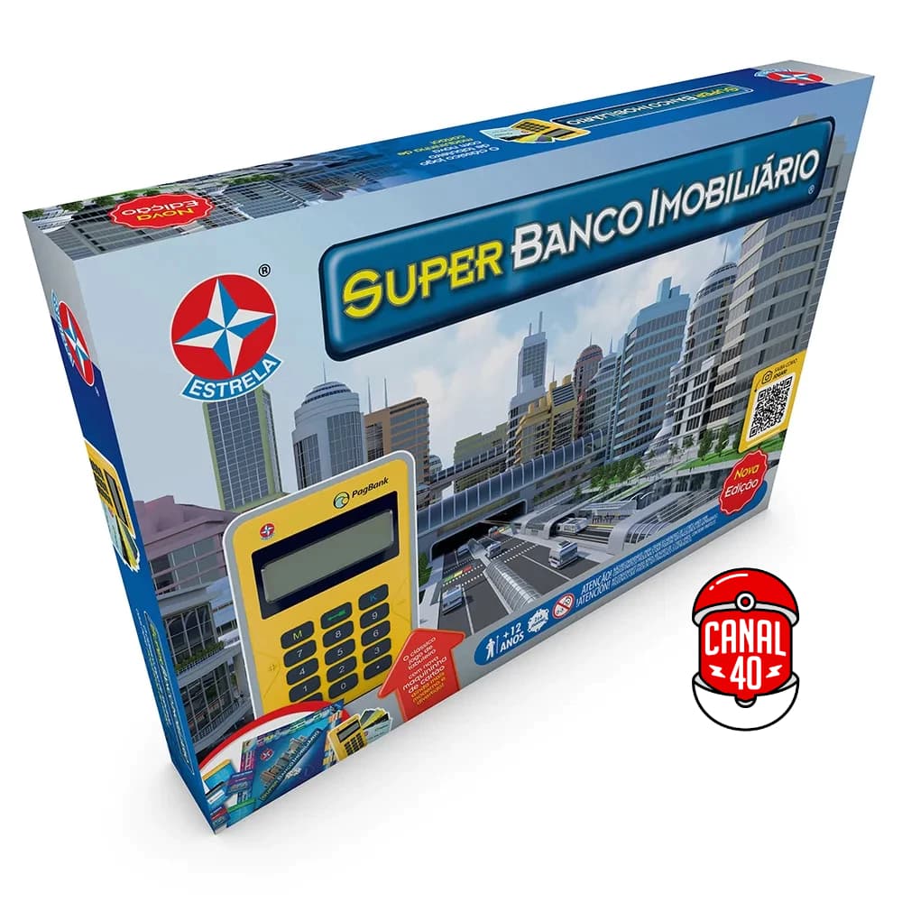 JOGO SUPER BANCO IMOBILIÁRIO MAQUININHA DE CARTÃO PAGBANK ESTRELA BRINQUEDO MESA TABULEIRO FAMÍLIA