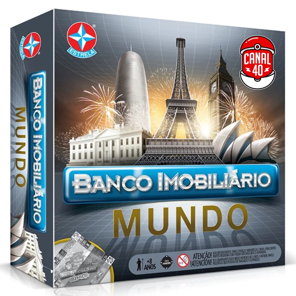 JOGO BANCO IMOBILIÁRIO MUNDO ESTRELA BRINQUEDO MESA TABULEIRO DIVERSÃO FAMÍLIA DINHEIRO CARTAS DADOS