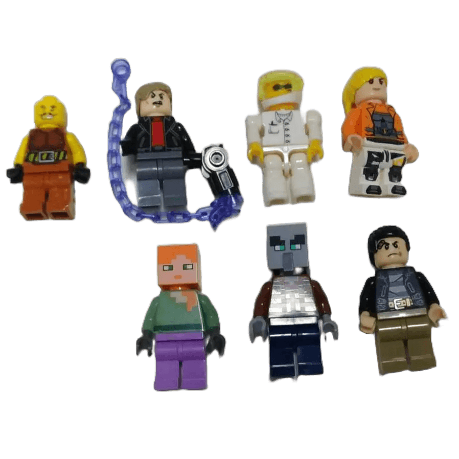 Kit 7 Bonecos Blocos De Montar LEGO Alex Saqueador Mascarado Ladrão Spider Man Entre Outros