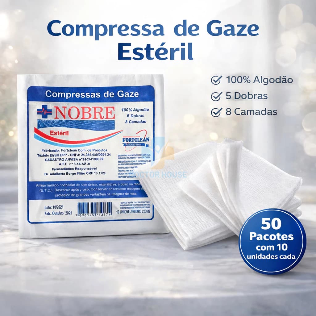 Compressa De Gaze Estéril Pacote Com Kit 500 Unidades Ideal Para Curativo Hospitalar