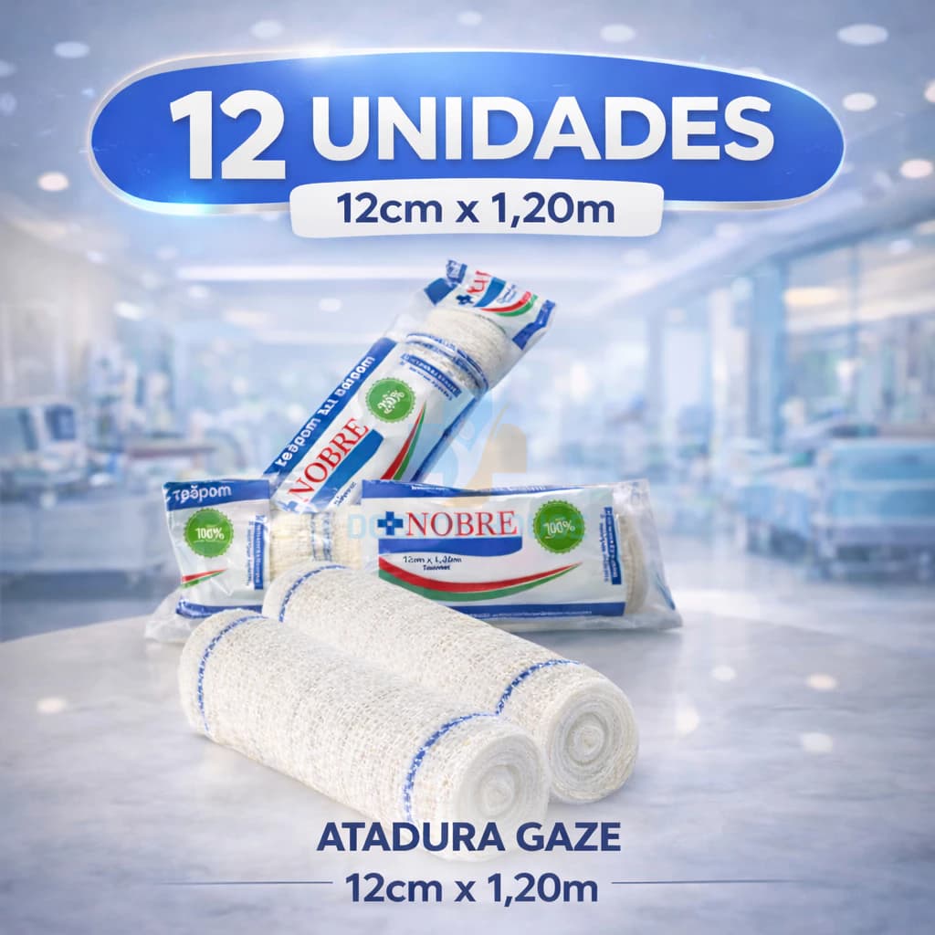 ATADURA CREPOM 13FIOS 12cm X 1,20m  KIT C/ 12 UNIDADES