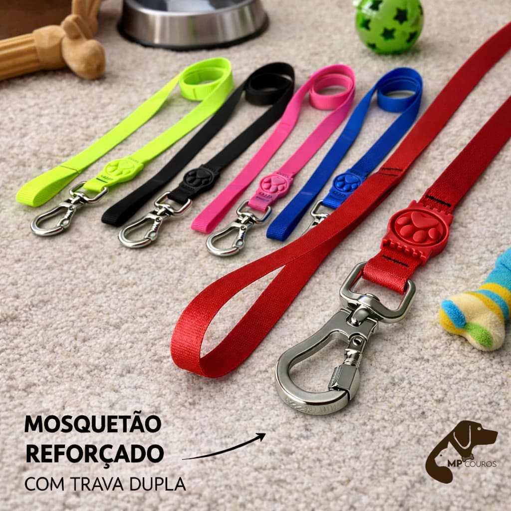 Guia para cachorro Pet Resistente com Mosquetão Reforçado Alta Segurança para Cachorros porte