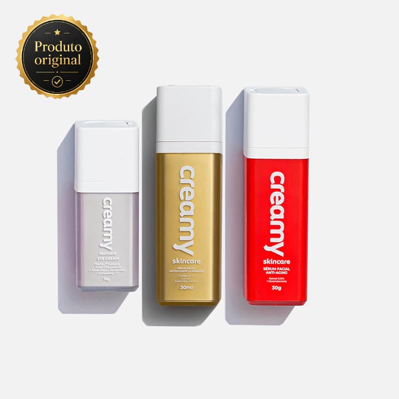 Kit Anti-idade Creamy Previne e Suaviza Sinais do Tempo Reduz Rugas Ilumina e Uniformiza Produto Original