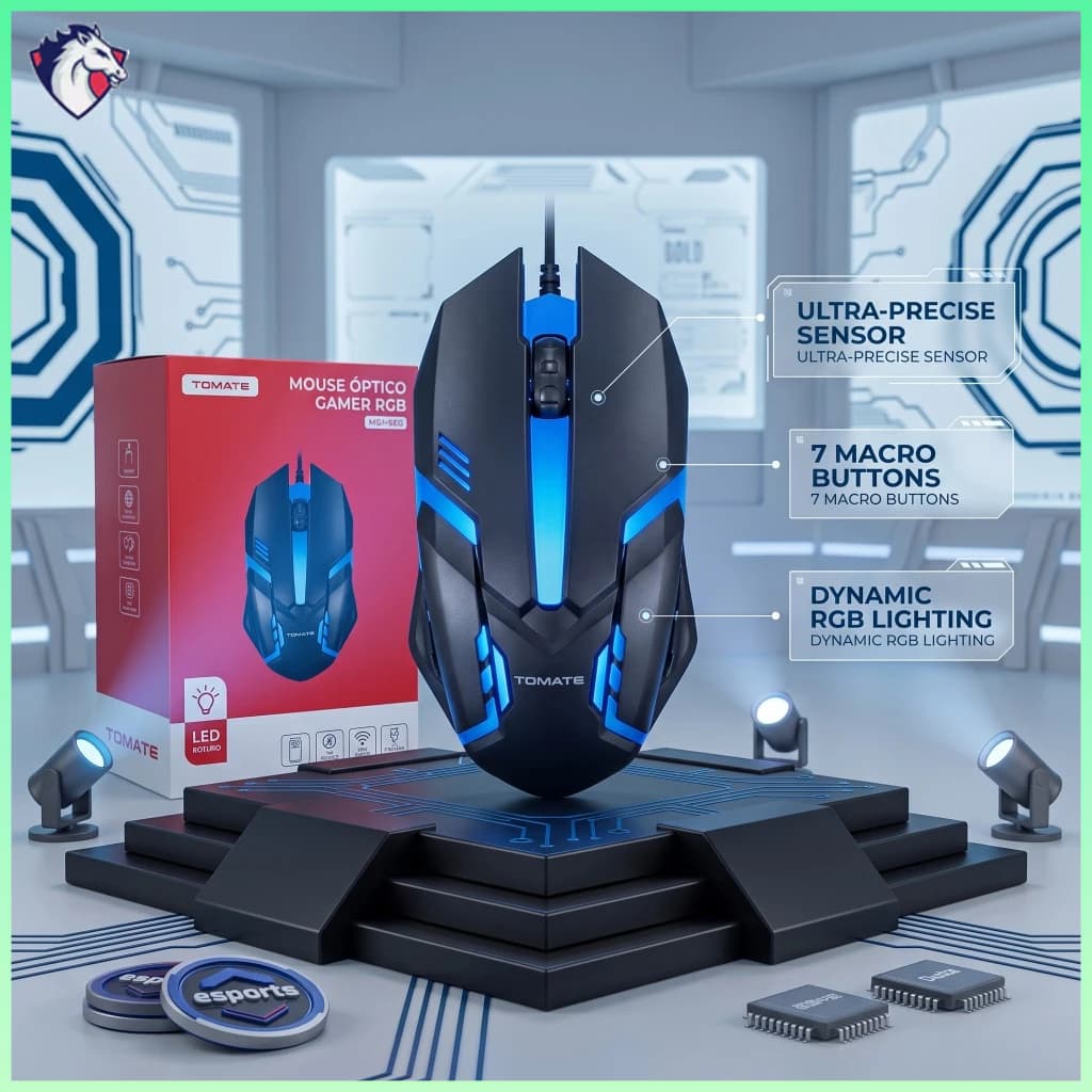 Mouse Óptico Gamer RGB Tomate MMO-G03 1200 DPI USB Com Fio LED Colorido Ergonômico para PC e Notebook