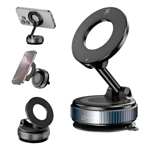 Suporte Veicular Magnético com Ventosa Rotação 360° Fixação Forte para Celular no Carro