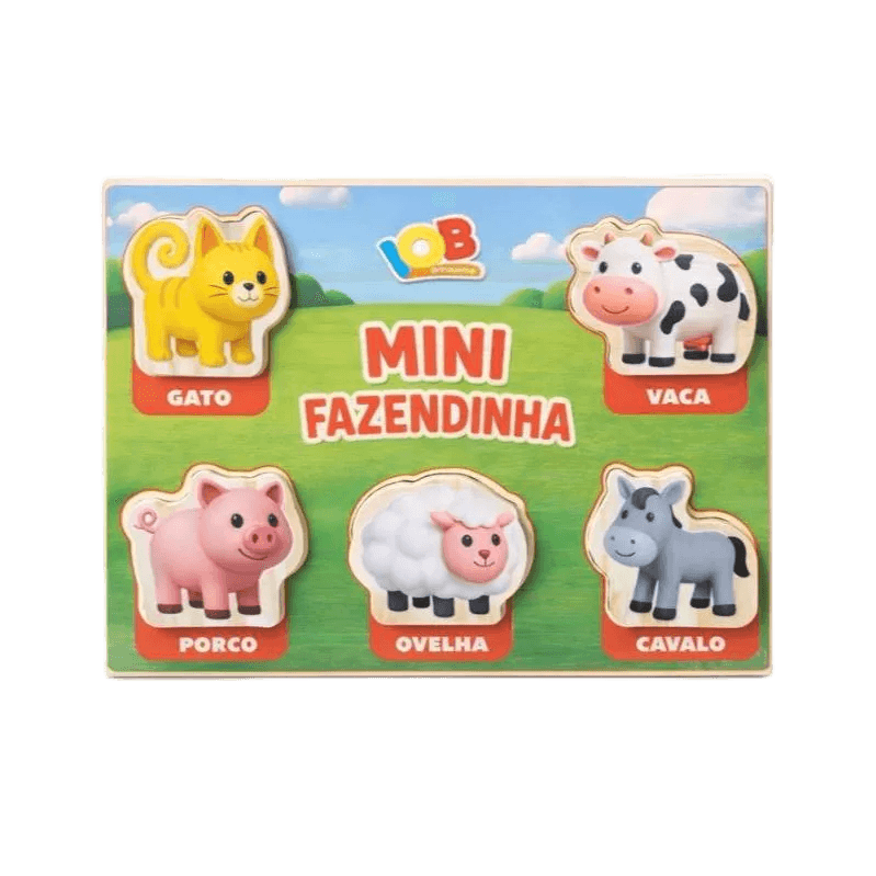 Brinquedo educativo de encaixe Infantil Animais da Fazenda Pedagógico Educativo em Madeira
