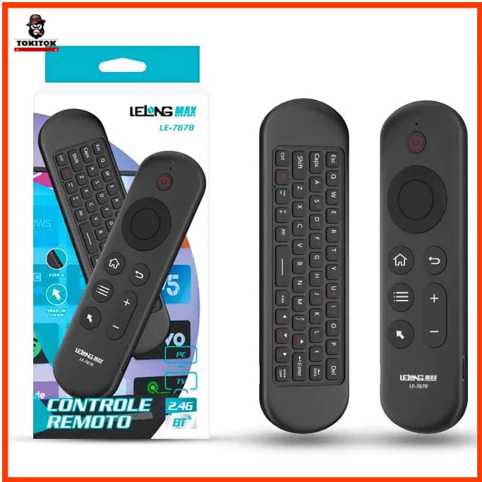 Controle Remoto Air Mouse Sem Fio com Teclado Bluetooth Compatível com Smart TV/PC