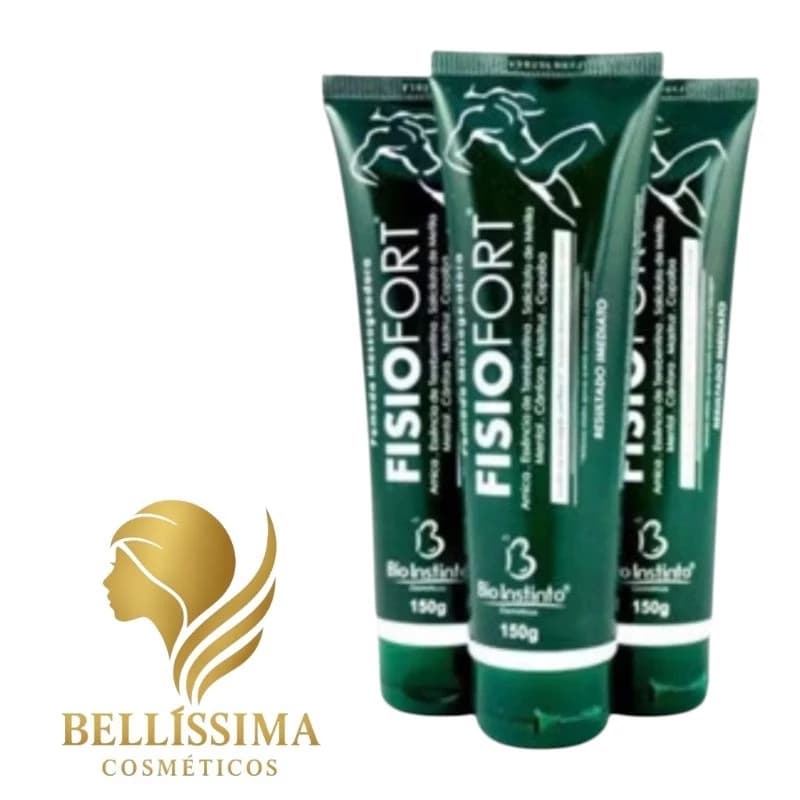 Pomada Massageadora Fisiofort Verde da Bio Instinto150g, Kits com 1,2 e 3 Unidades