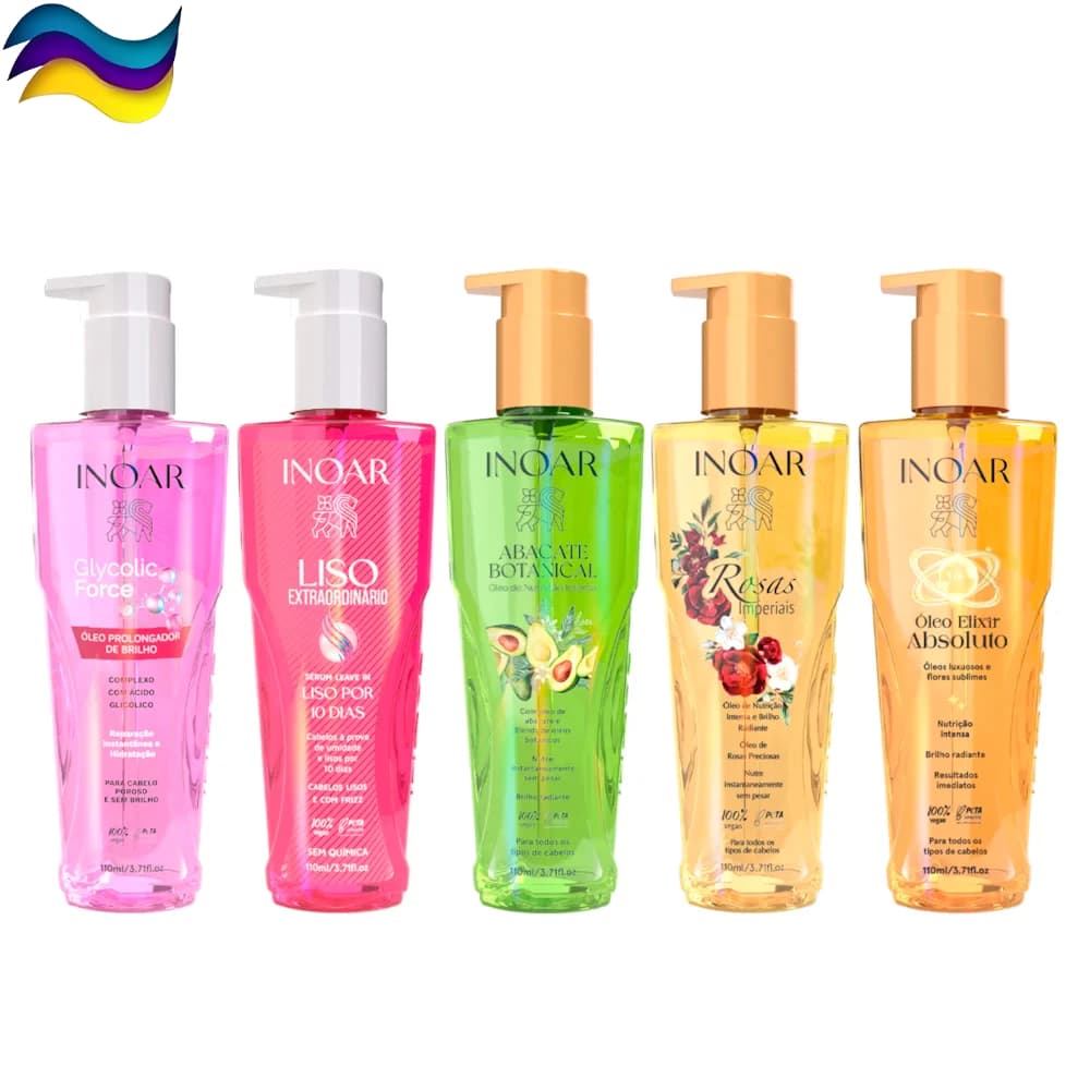 Inoar Kit Sérum Leave-in Óleo Capilar 110ml - Nutrição; Hidratação; Brilho; Maciez; Antifrizz