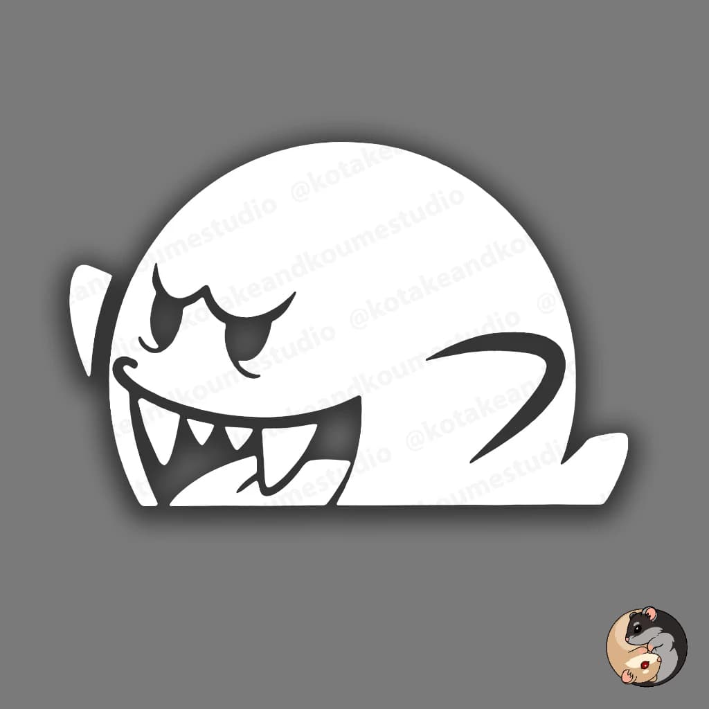 Adesivo Boo, 12x8cm, Automotivo, JDM, Tuning, Gamer, Notebook, Moto, Carro, Vidro, Ghost, Sticker