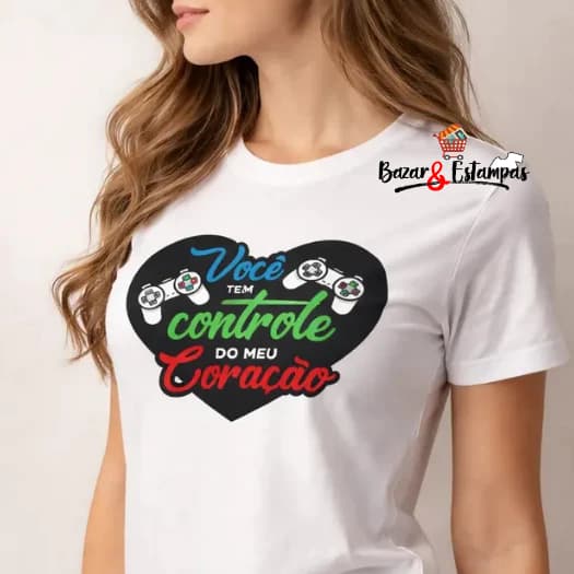 1 Camiseta Dia dos Namorados Você tem o Controle do Meu Coração Presente Namorados Videogame Unissex