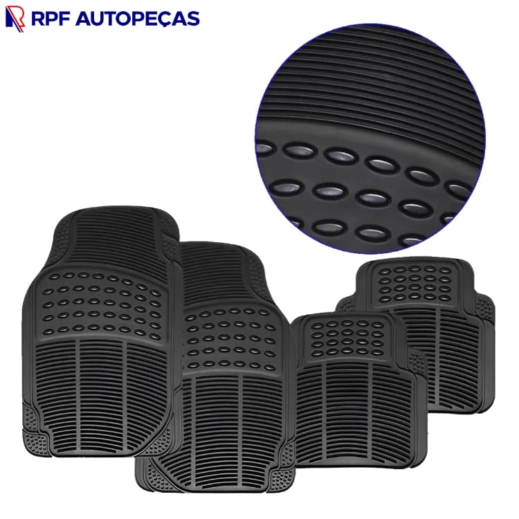 Tapete Automotivo Universal PVC Flexível Bandeja Antiderrapante Impermeável Kit 4 Peças VNC Auto