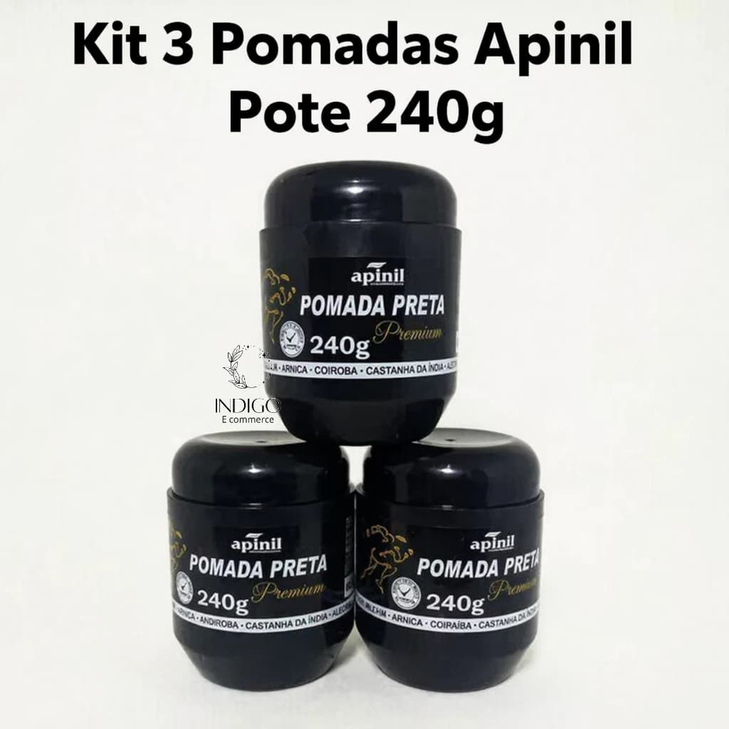 Kit 3un Pomada Preta Premium 240g POTE - Apinil