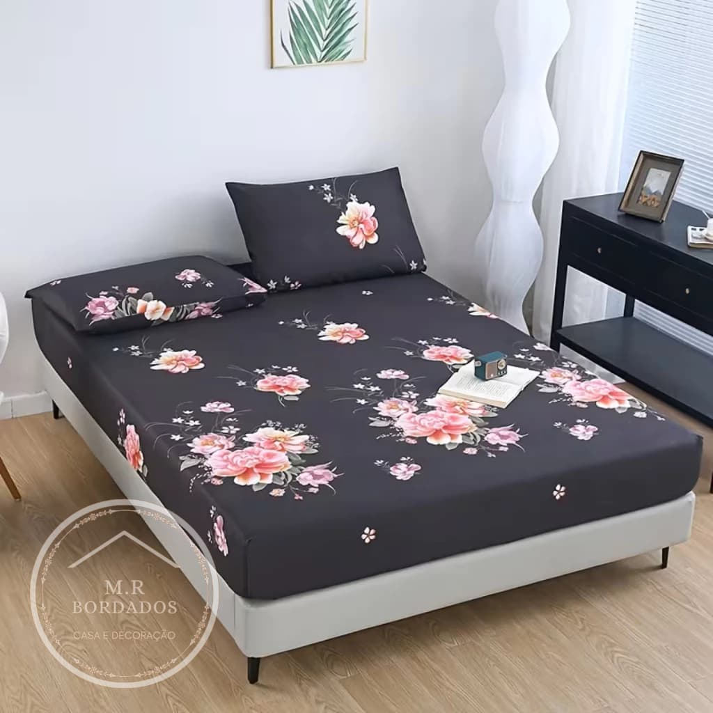 Jogo de Lençol Roupa Cama Solteiro Casal Queen King Com Elástico Fronha Toque Suave Confortável