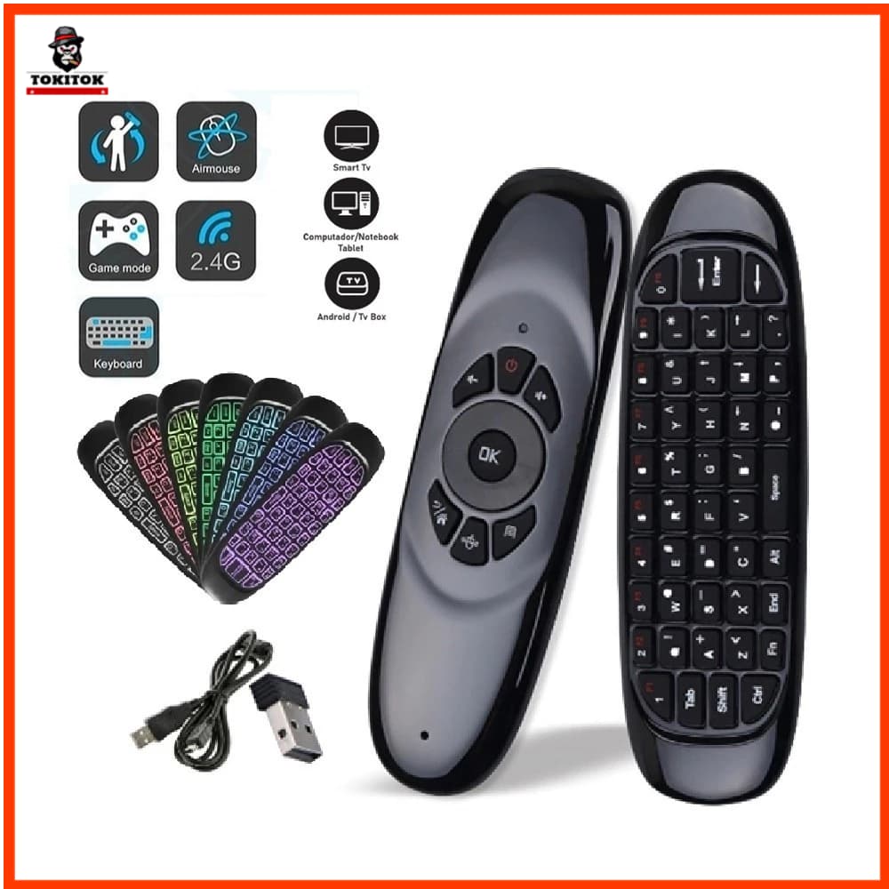 Mini Teclado sem fio Air Mouse Wireless 2.4GHz Controle para android tv,  PC Notebook
