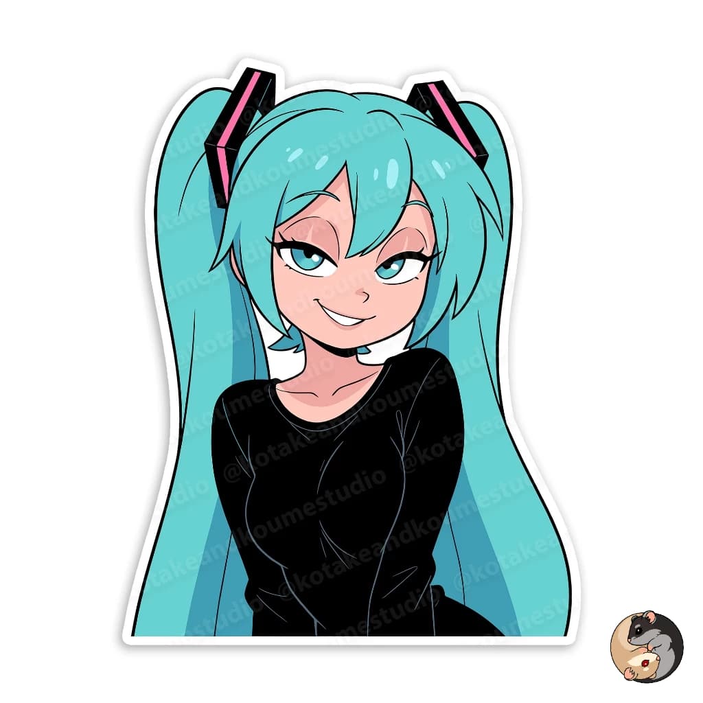 Adesivo Hatsune Miku, 9x14cm, Waifu, Anime, Manga, Vocaloid, Notebook, PC, Sticker, Gamer