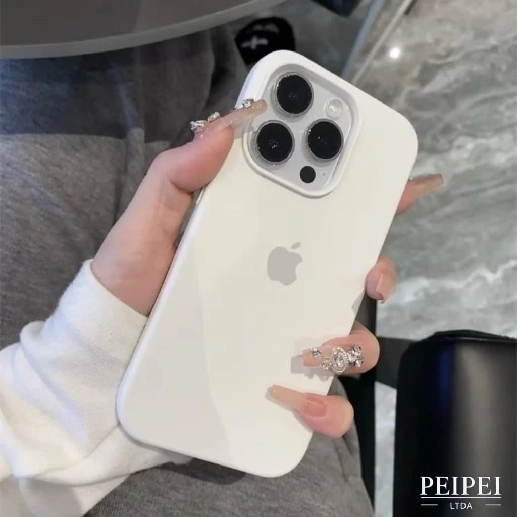 Capa Capinha Silicone Aveludada Cor Preto Branco Para IPhone XR/11/12/13/14/15/16/16 Pro Promax