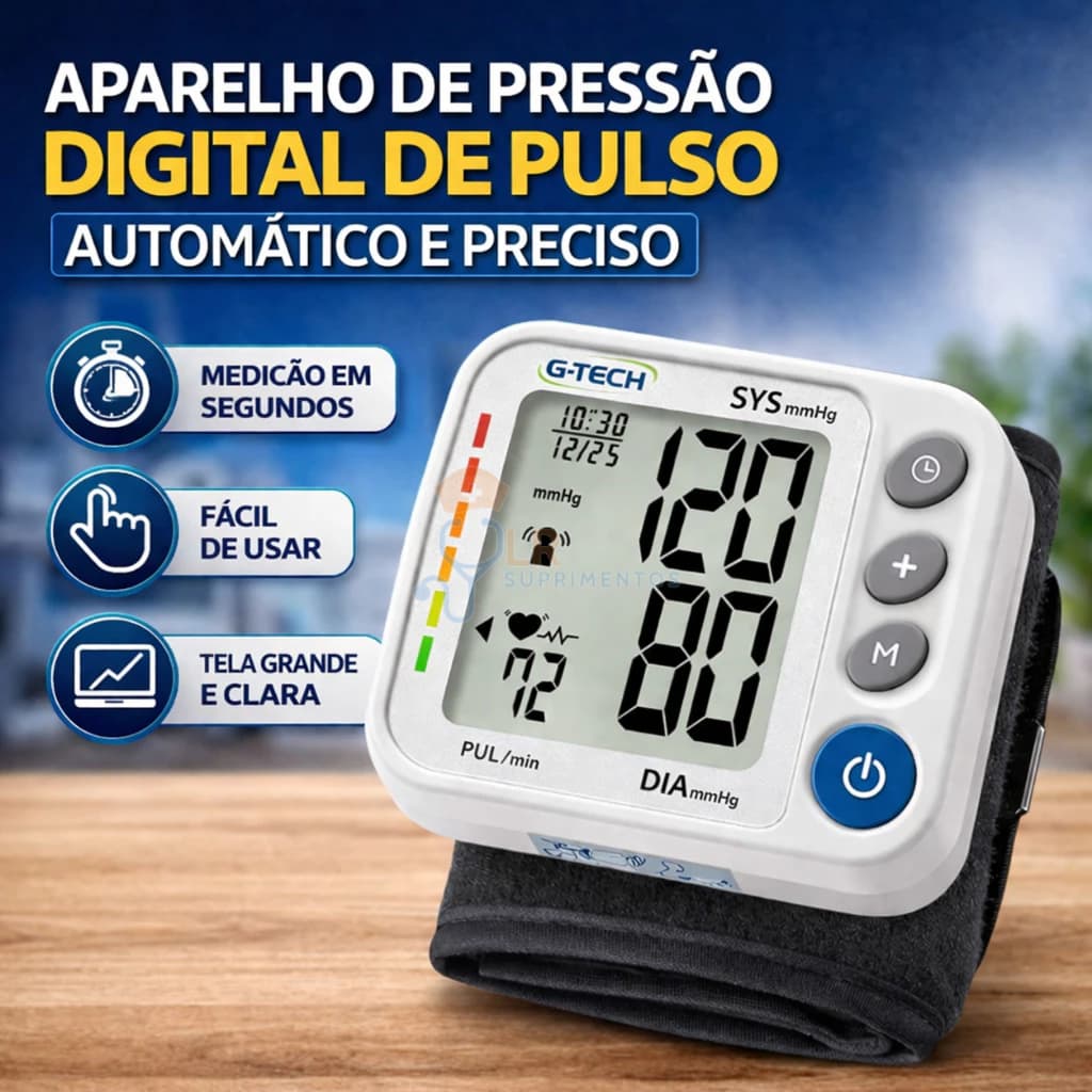 Aparelho de Pressão Digital de Pulso G-Tech GP400 Automático Medidor Pressão Arterial Portátil