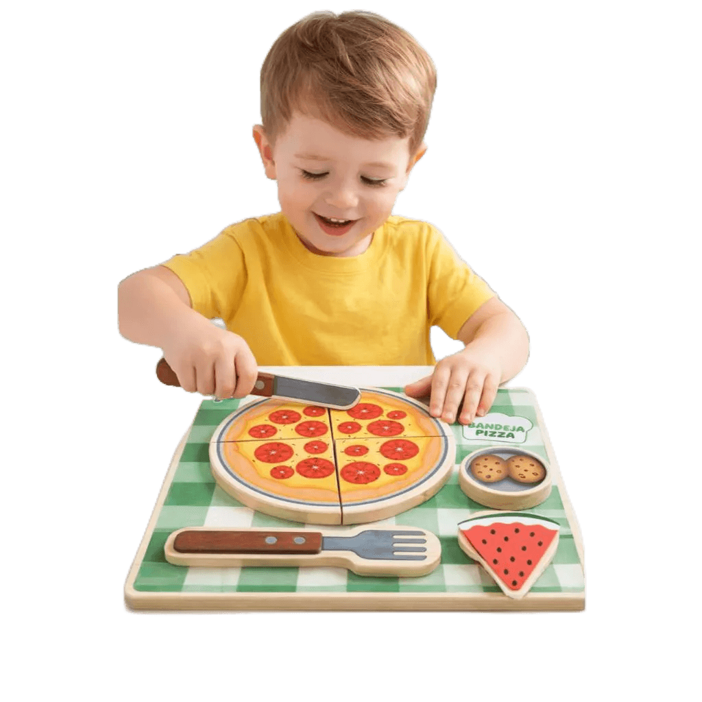 Brinquedo educativo de encaixe Infantil Pizza Pedagógico Educativo em Madeira