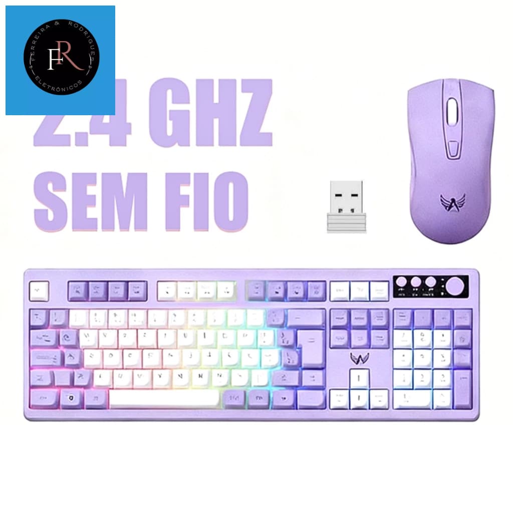 Kit Gamer Teclado Semi-Mecânico RGB + Mouse Sem Fio 1200 DPI - Led Rainbow Altomex AL-9511 PC Gamer