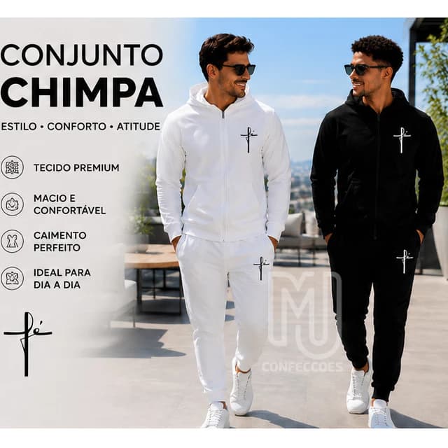 Conjunto moletom masculino da Fé Jaqueta + Calça Jogger Lançamento ou 1 Peça estilosa Premium 2026
