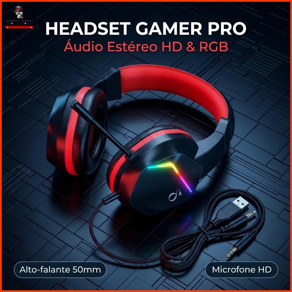 Headset Gamer RGB F4232 com Adaptador P2 Áudio Estéreo PC PS4 PS5 Xbox Notebook Celular