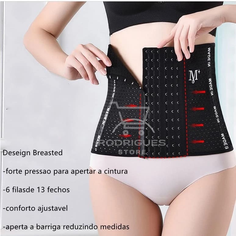 Cinta Modeladora com 6 Ajustes Queima De Gordura CRT M6 Redutora de Medidas Afina Cintura Fitness