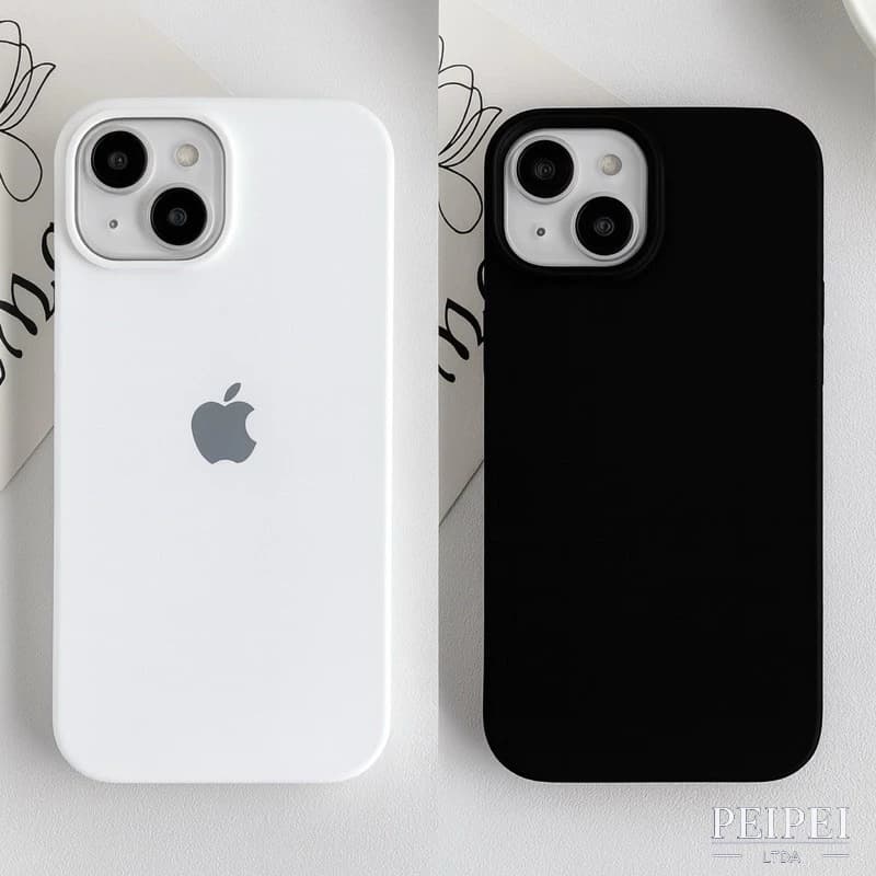 Capa Capinha Silicone Aveludada Premium PRETO BRANCO Para IPhone 11 12 13 14 15 16 17 PRO MAX PLUS