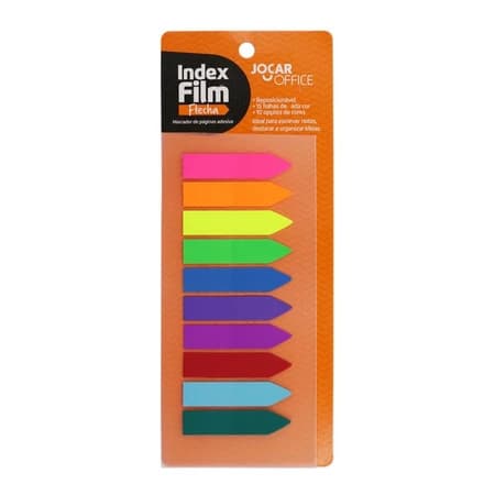 Marcador de Páginas Adesivo Flag Index Film Flechas 10 Cores 15 Folhas de Cada Cor Total 150 Marcadores