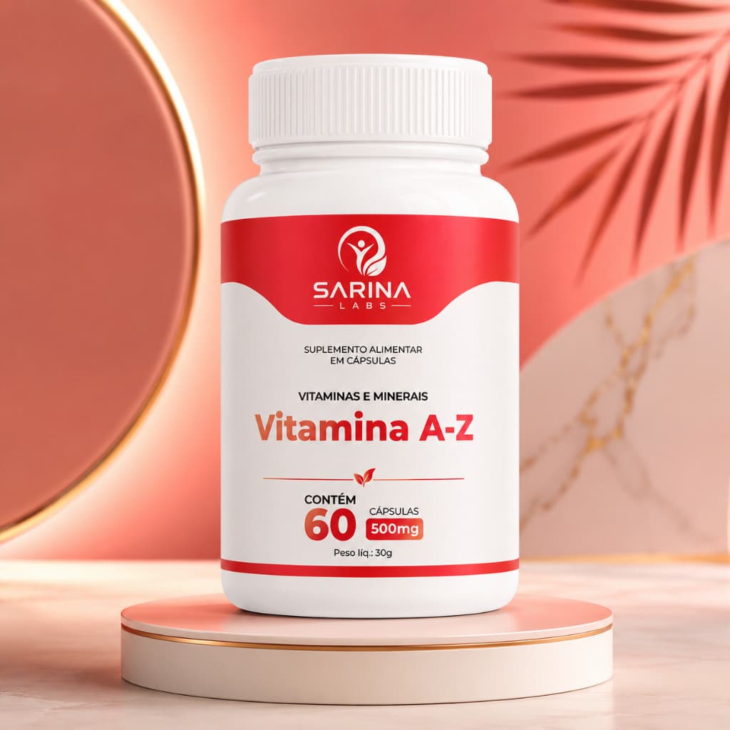 Vitamina A-Z Multivitamínico Polivitamínico 60 Cápsulas 500mg Suplemento Imunidade Energia Sarina Labs