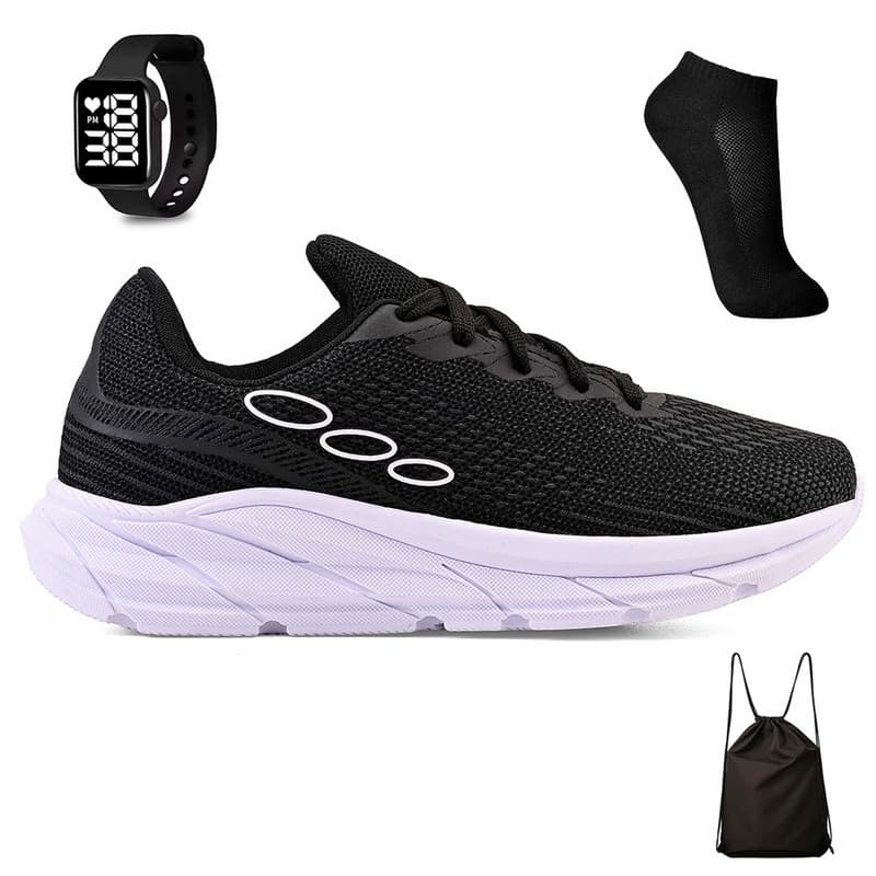 Kit Tenis Esportivo Masculino Feminino Academia Treino + Mochila Meia e Relogio