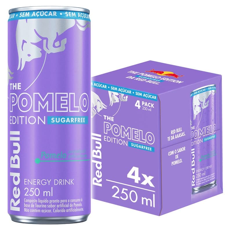 Pack de 4 latas Red Bull Energético, Pomelo, Sem Açúcar, 250ml