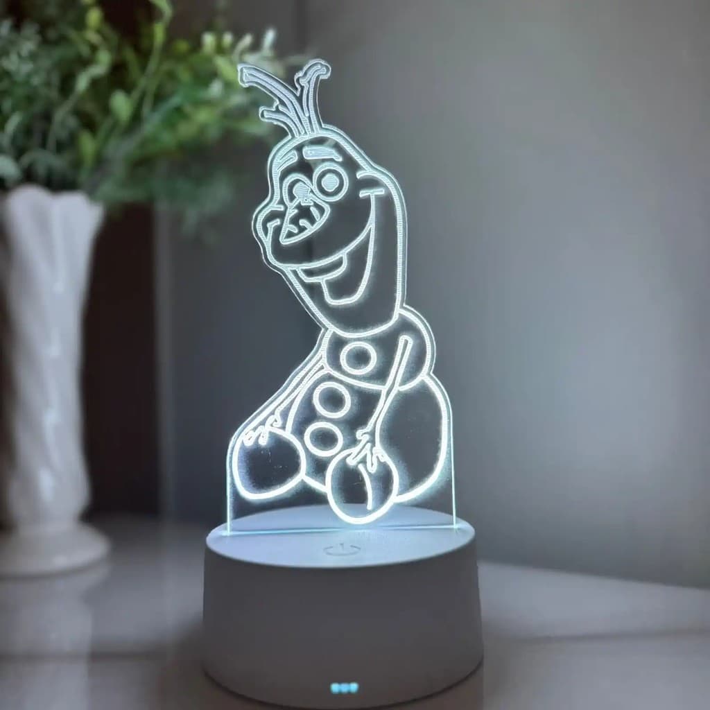 Luminária LED 3D Em Acrílico Abajur Presente Criativo - Luminária LED - Olaf