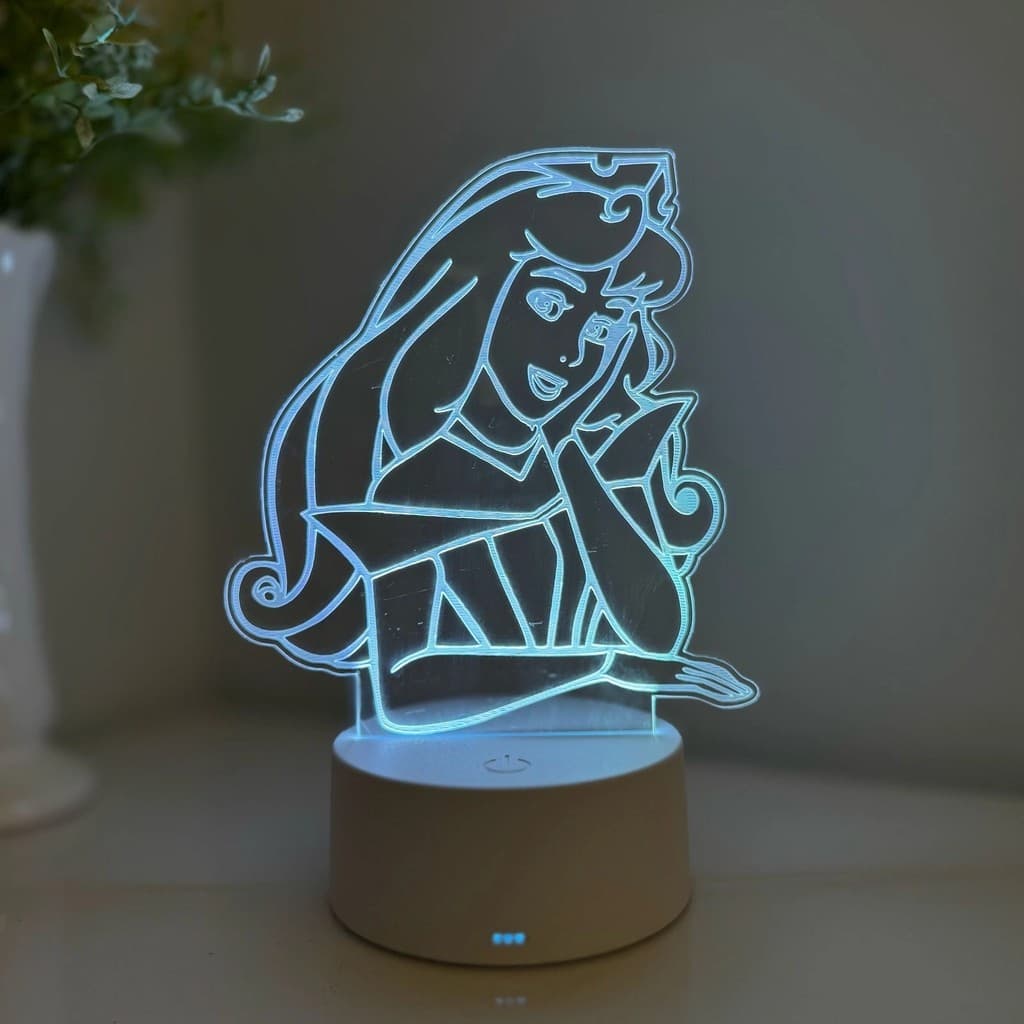 Luminária LED 3D Em Acrílico Abajur Presente Criativo - Luminária LED - Bela adormecida - 02