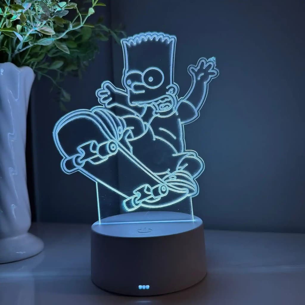 Luminária LED 3D Em Acrílico Abajur Presente Criativo - Luminária LED - Bart Simpsons