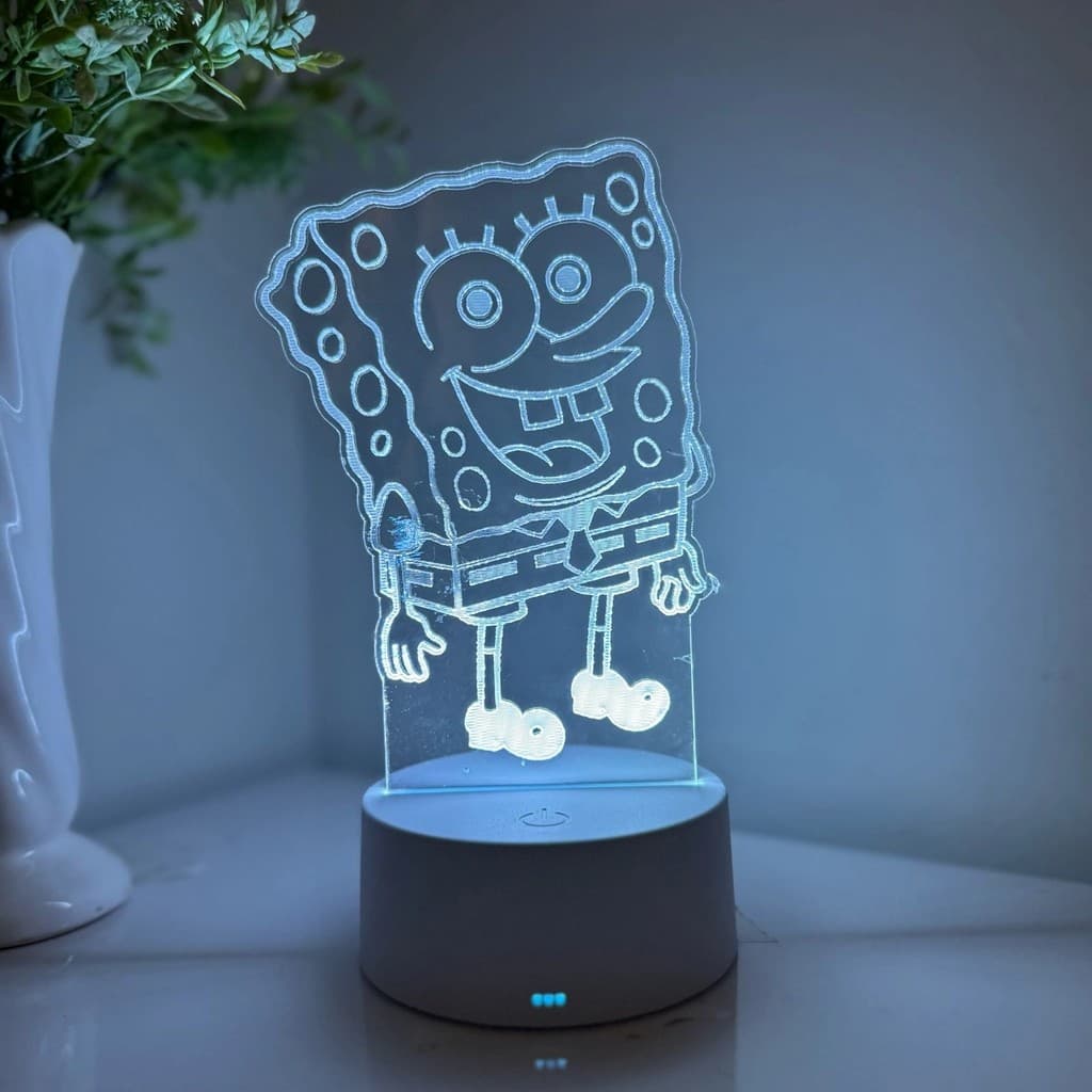 Luminária LED 3D Em Acrílico Abajur Presente Criativo - Luminária LED - Bob Esponja
