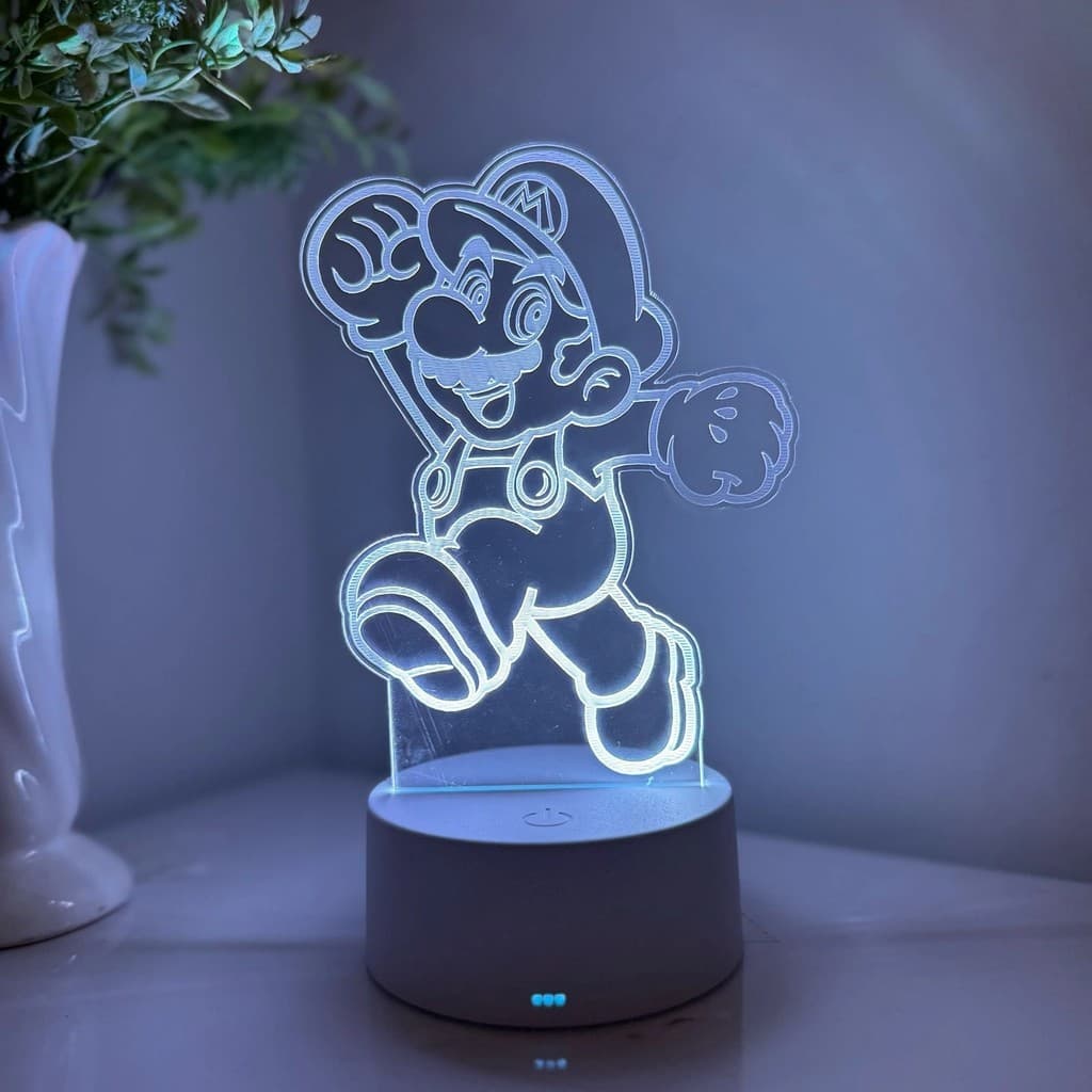Luminária LED 3D Em Acrílico Abajur Presente Criativo - Luminária LED - Mario