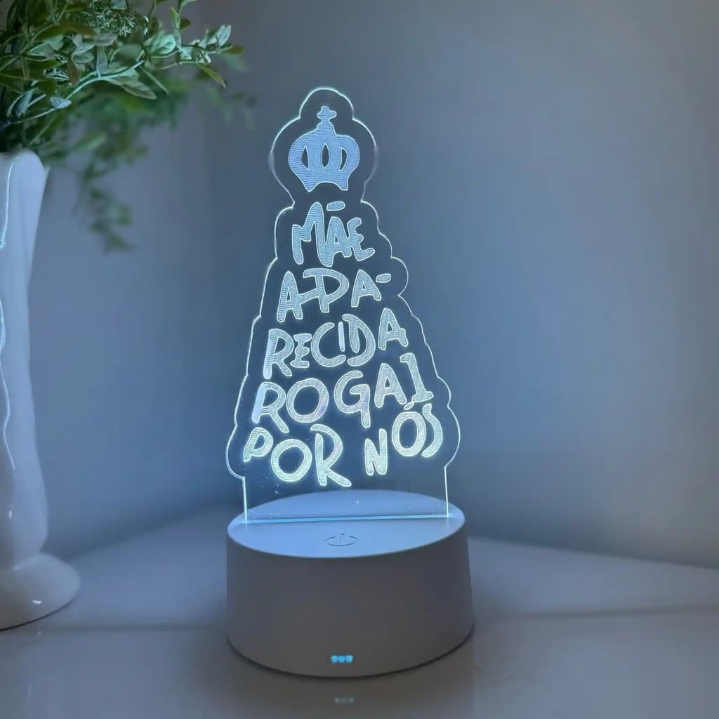 Luminária LED 3D Em Acrílico Abajur Presente Criativo - Luminária LED - NOSSA SENHORA APARECIDA  -  02