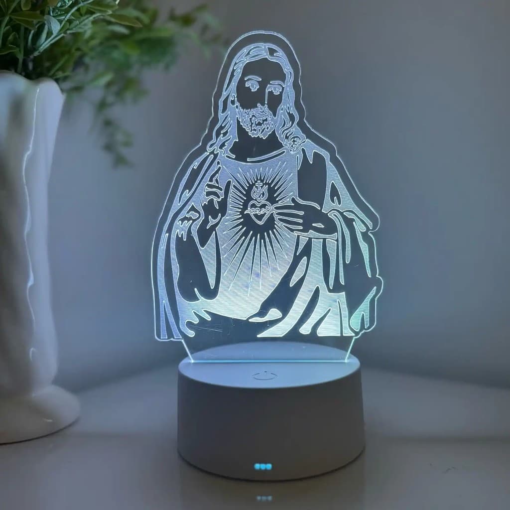Luminária LED 3D Em Acrílico Abajur Presente Criativo - Luminária LED - JESUS CRISTO