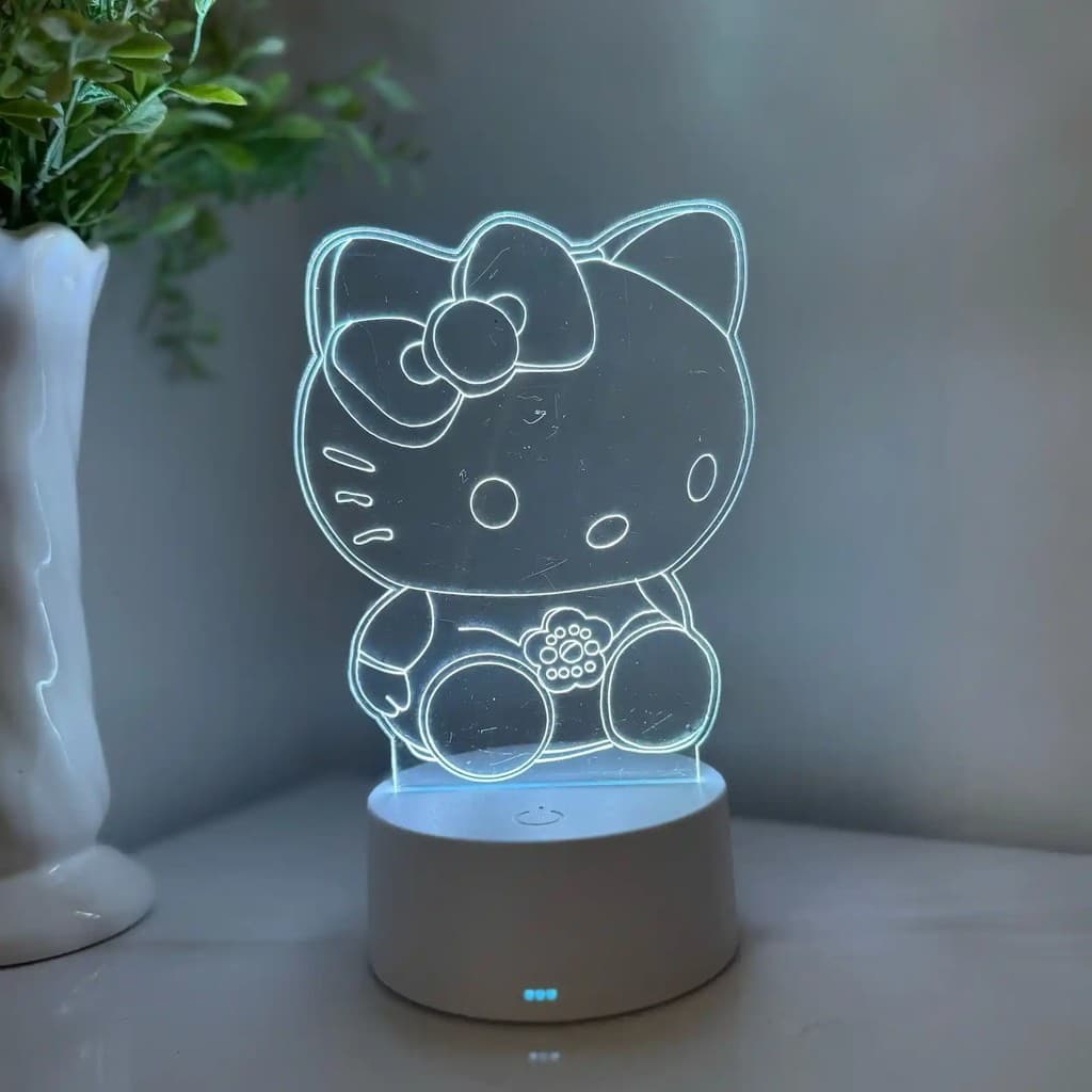 Luminária LED 3D Em Acrílico Abajur Presente Criativo - Luminária LED - HELLO KITY
