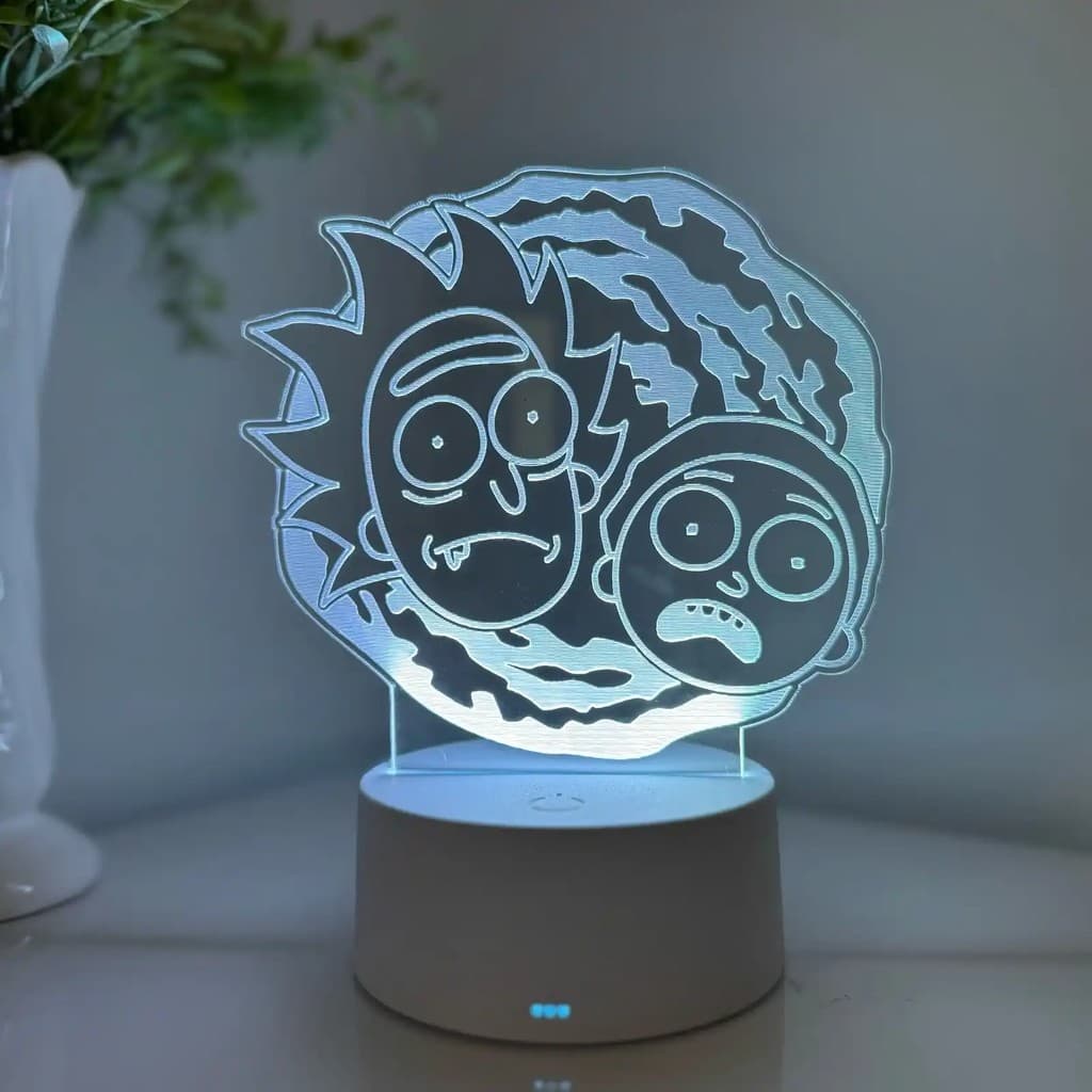 Luminária LED 3D Em Acrílico Abajur Presente Criativo - Luminária LED - Rick and Morty
