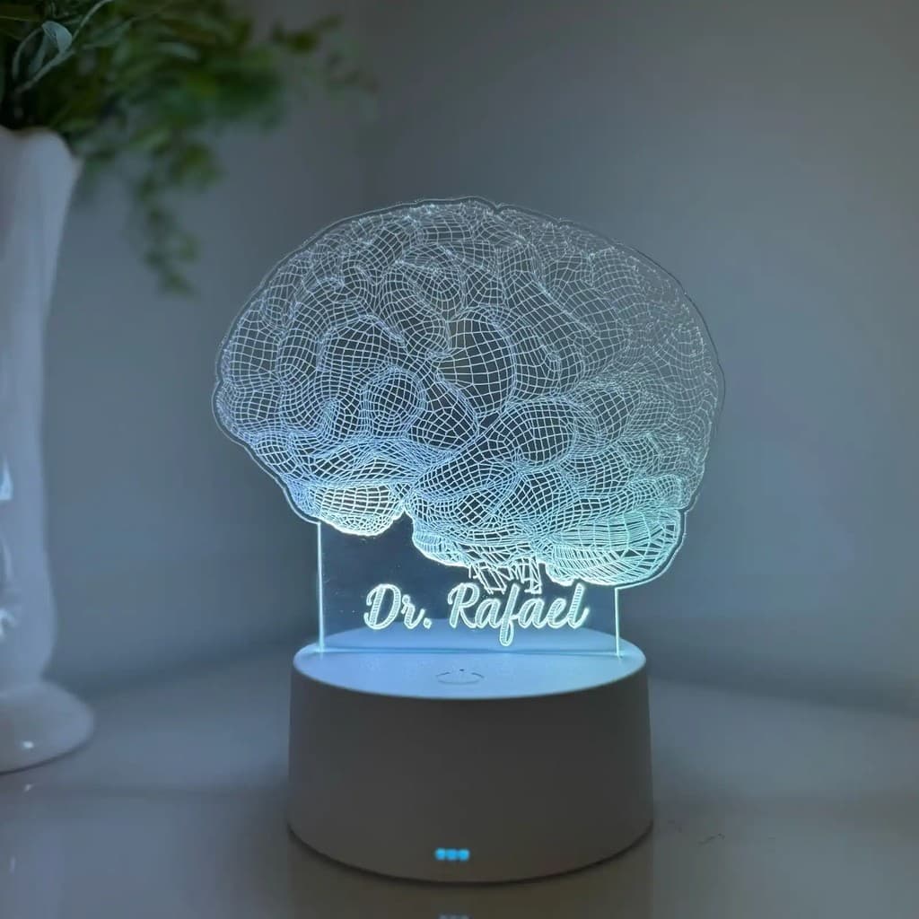 Luminária LED 3D Em Acrílico Abajur Presente Criativo - Luminária LED - CÉREBRO - NEUROCIRURGIÃO