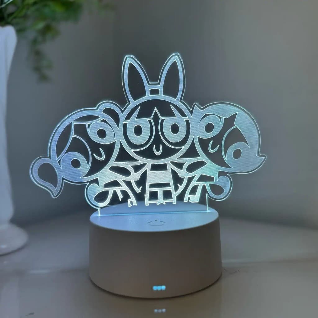 Luminária LED 3D Em Acrílico Abajur Presente Criativo - Luminária LED - MENINAS SUPER PODEROSAS
