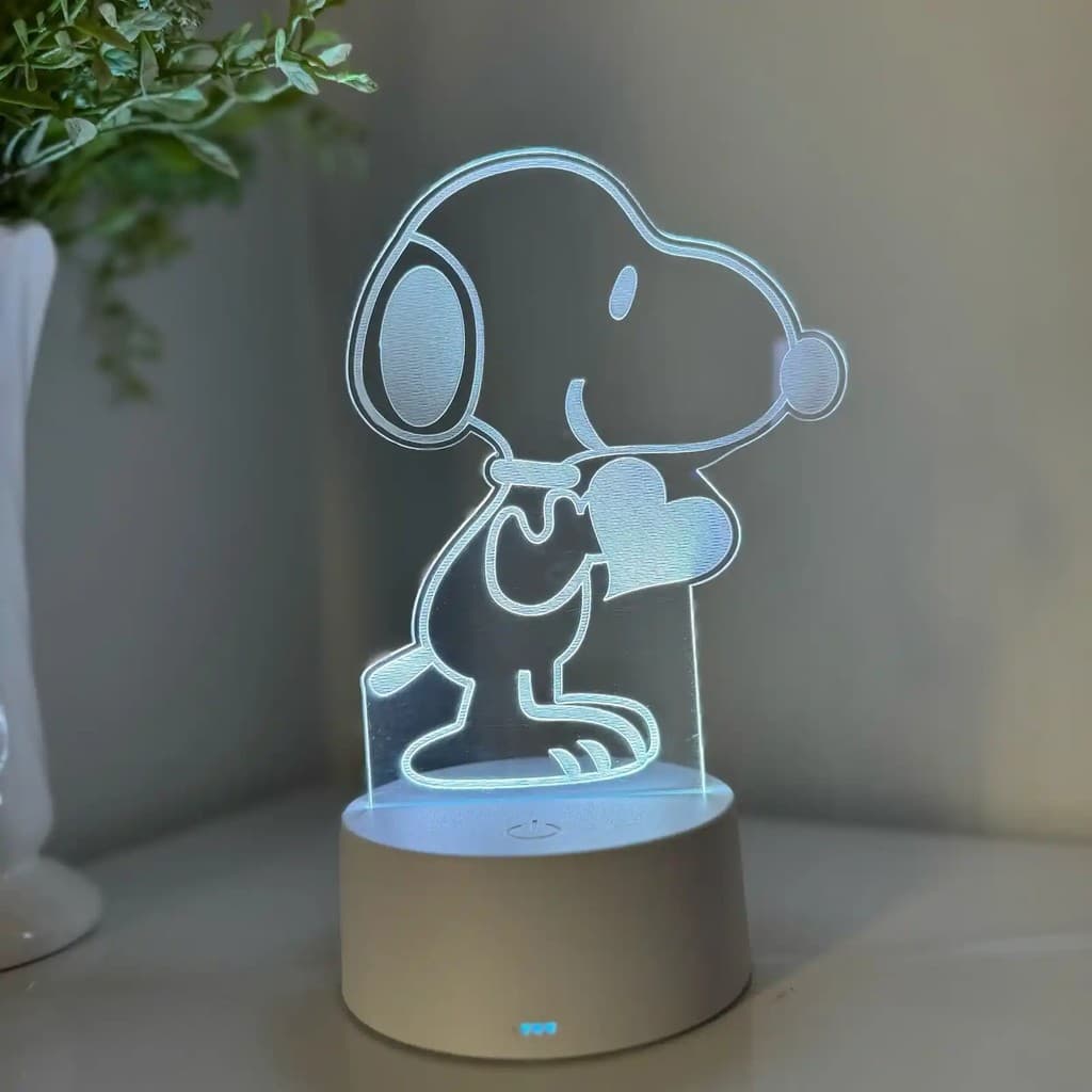 Luminária LED 3D Em Acrílico Abajur Presente Criativo - Luminária LED - SNOOPY