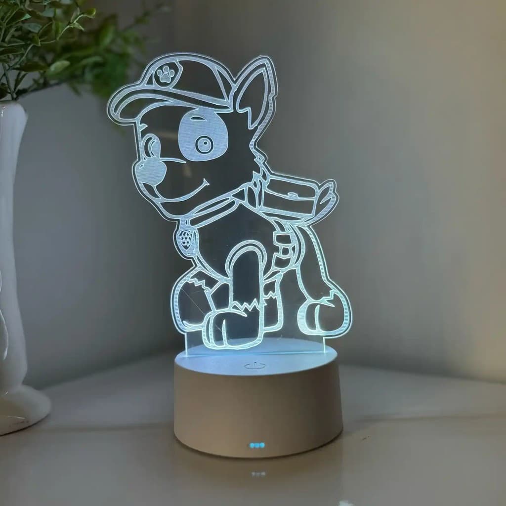 Luminária LED 3D Em Acrílico Abajur Presente Criativo - Luminária LED - PATRULHA CANINA