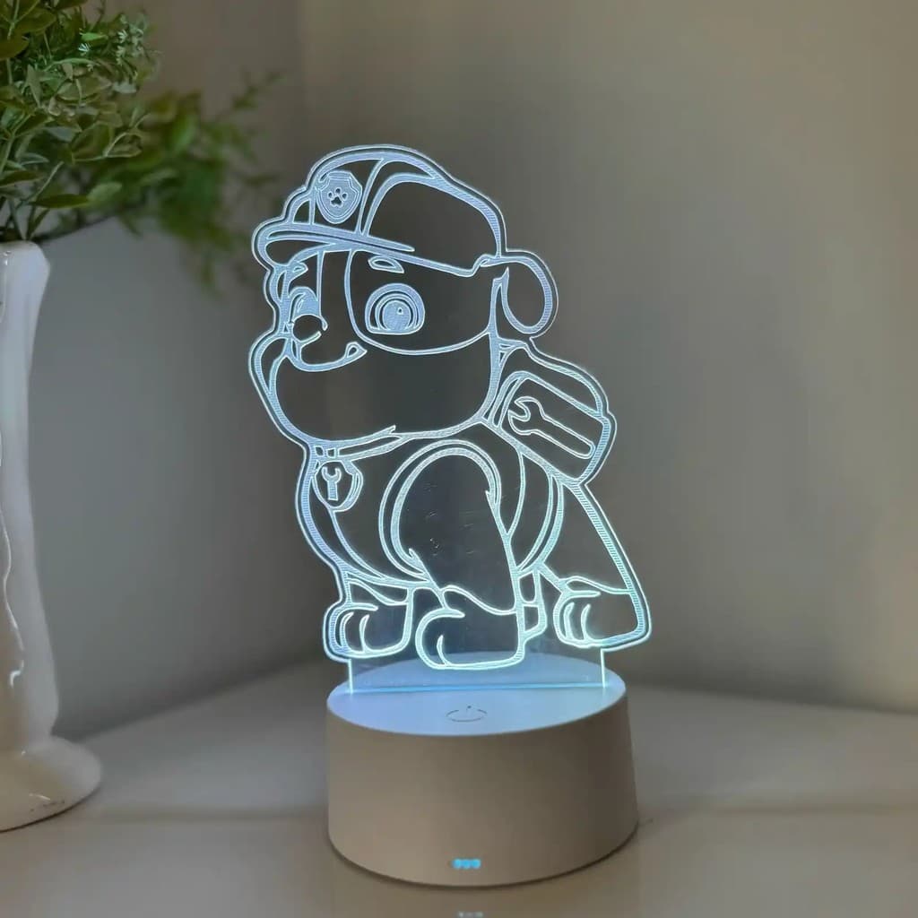 Luminária LED 3D Em Acrílico Abajur Presente Criativo - Luminária LED - PATRULHA CANINA - 05