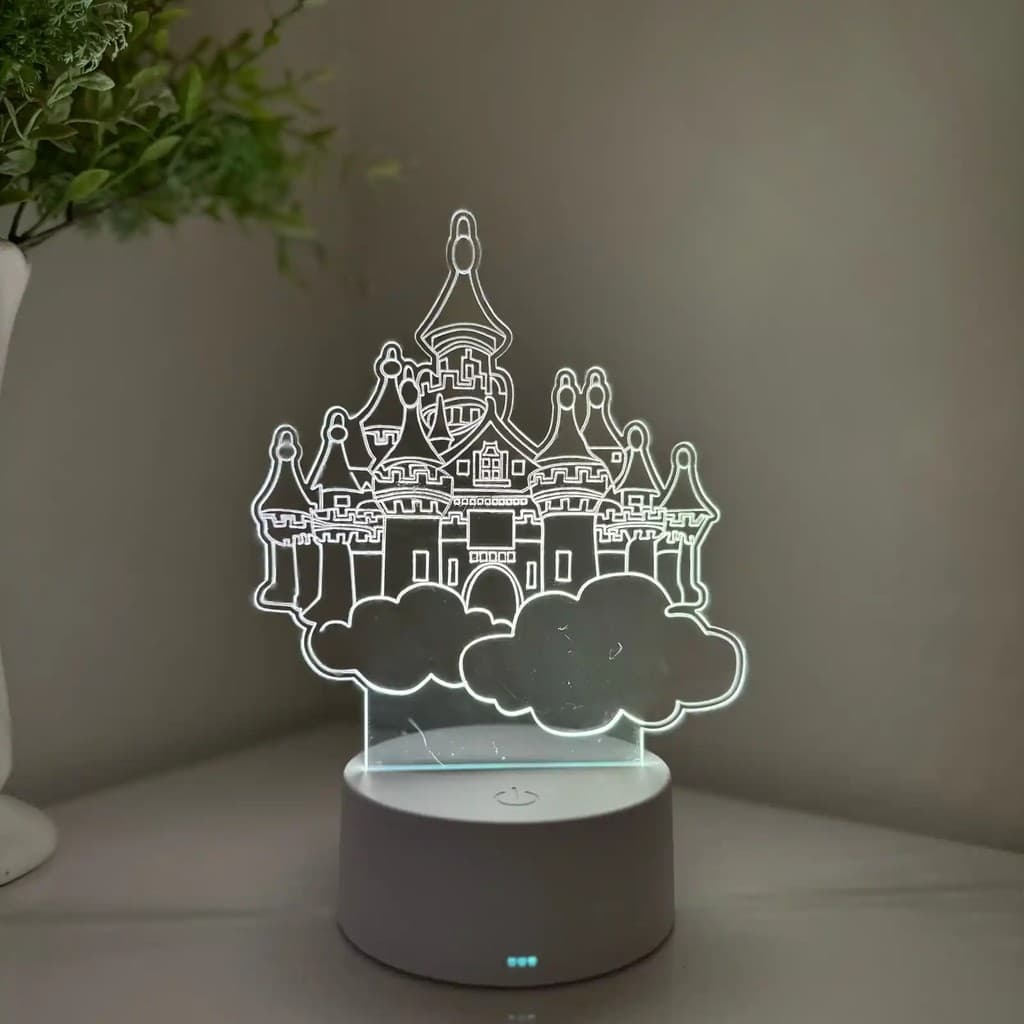 Luminária LED 3D Em Acrílico Abajur Presente Criativo - Luminária LED - CASTELO ENCANTADO